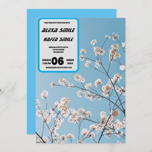 Wildblume-Torfhochzeit Einladung, Hübsches Bett Einladung (Vorne/Hinten)