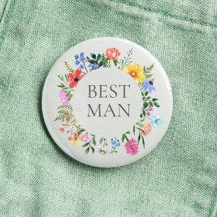 Wildblume Trauzeuge Hochzeit Button