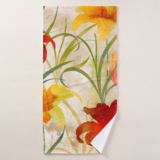 Wildblume Tulpe Blume Muster in Wasserfarbe Badehandtuch