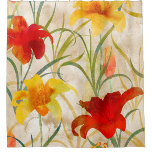 Wildblume Tulpe Blume Muster in Wasserfarbe Duschvorhang