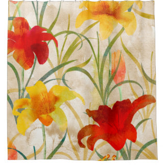 Wildblume Tulpe Blume Muster in Wasserfarbe Duschvorhang