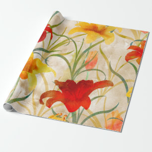 Wildblume Tulpe Blume Muster in Wasserfarbe Geschenkpapier