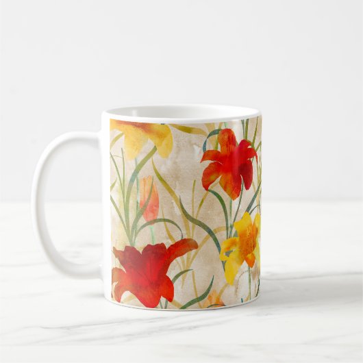 Wildblume Tulpe Blume Muster in Wasserfarbe Kaffeetasse (Links)
