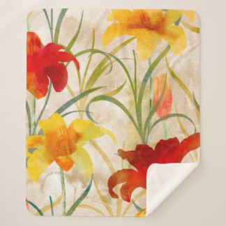 Wildblume Tulpe Blume Muster in Wasserfarbe Sherpadecke