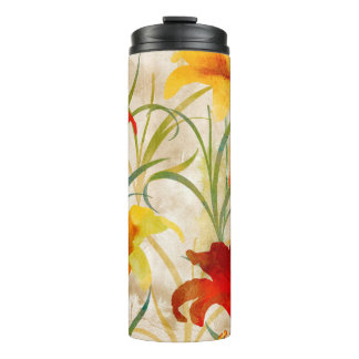 Wildblume Tulpe Blume Muster in Wasserfarbe Thermosbecher
