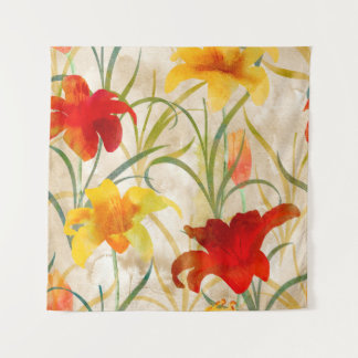 Wildblume Tulpe Blume Muster in Wasserfarbe Wandteppich