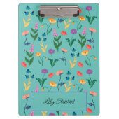 Wildblume Türkis Personalisierte Zwischenablage Klemmbrett (Vorderseite)