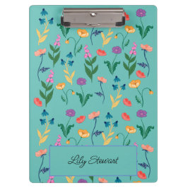 Wildblume Türkis Personalisierte Zwischenablage Klemmbrett