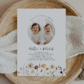 Wildblume Twin Girls Foto Geburtstag Einladung