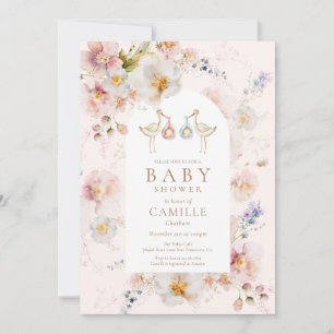 Wildblume Twins Kinderdusche Einladung