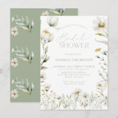 Wildblume Typografie Brautparty Einladung (Vorne/Hinten)
