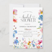 Wildblume Typografie Brautparty Einladung (Vorderseite)