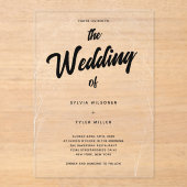 Wildblume Typografie Hochzeit Acryleinladungen (Vorderseite)