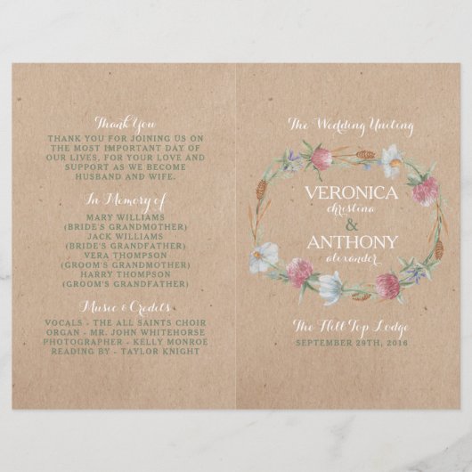 Wildblume über das Hochzeitsprogramm von Kraft (Vorderseite)