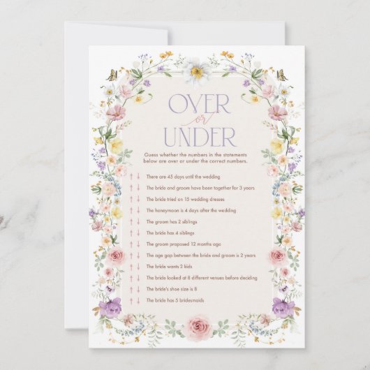 Wildblume über oder unter der Brautparty-Game-Kart Einladung (Vorderseite)