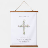 Wildblume überquert Taufe Christening Wandteppich Mit Holzrahmen (Vorderseite)