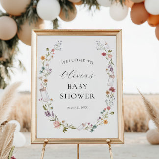 Wildblume und Babyflaschen-Badewanne - Empfang Poster