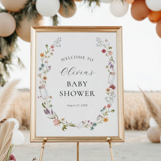 Wildblume und Babyflaschen-Badewanne - Empfang Poster