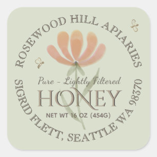 Wildblume und Bienen leicht gefiltert Honigspülung Quadratischer Aufkleber