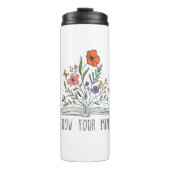 Wildblume und Buch: Dein Geist wachsen lassen Thermosbecher (Vorderseite)