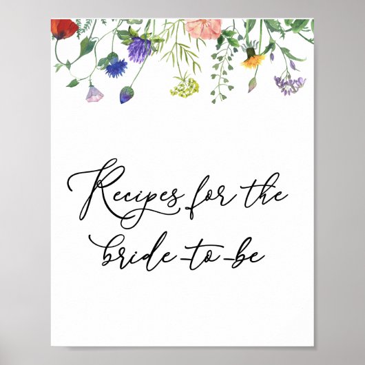 Wildblume und Buzzing Bienen Rezepte Signatur Poster (Vorne)