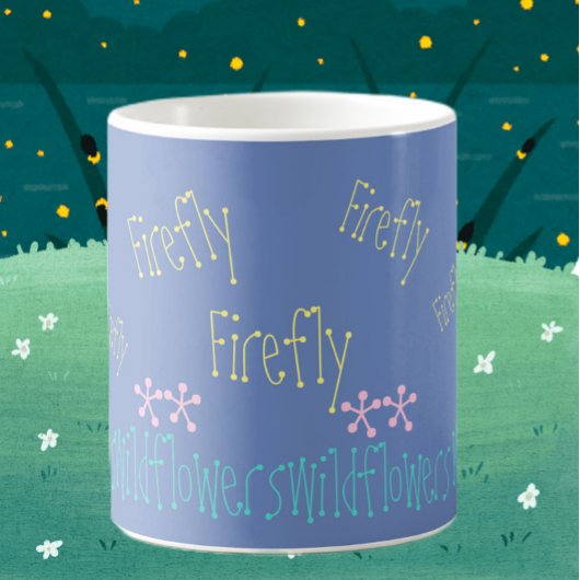 Wildblume und glänzender lila Abend Kaffeetasse