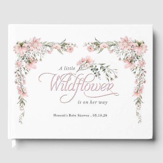 Wildblume und Grün, Elegante Mädchendusche Gästebuch (Vorderseite)