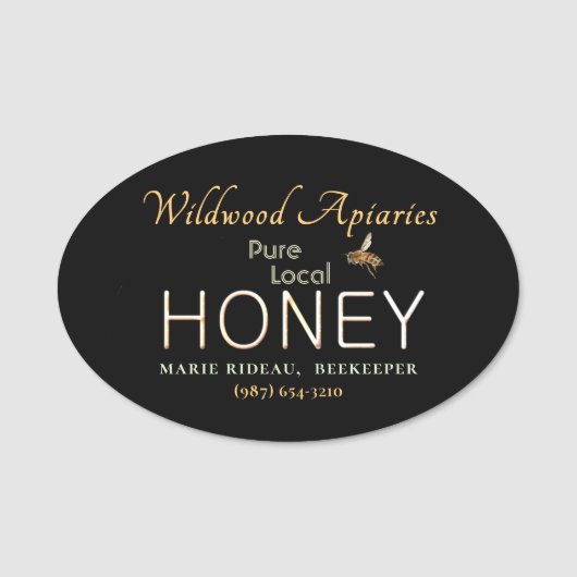 Wildblume- und Honigbienenpfeifermarke auf Black Namensschild (Vorderseite)