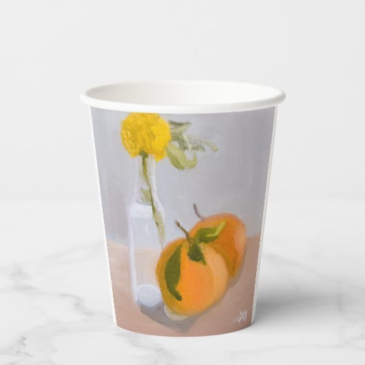 Wildblume und Orangen Pappbecher (Rückseite)