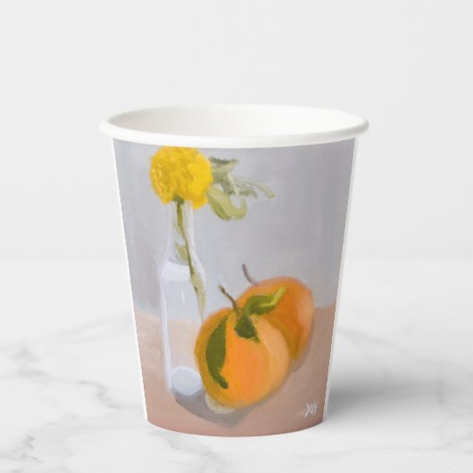 Wildblume und Orangen Pappbecher (Vorderseite)