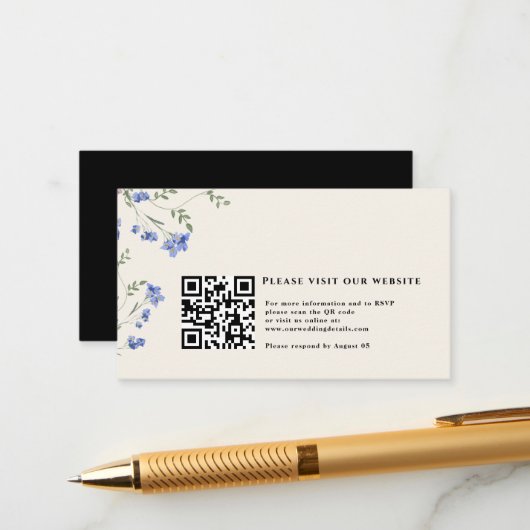 Wildblume und QR-Code für Hochzeiten Begleitkarte (Vorderseite/Rückseite Beispiel)