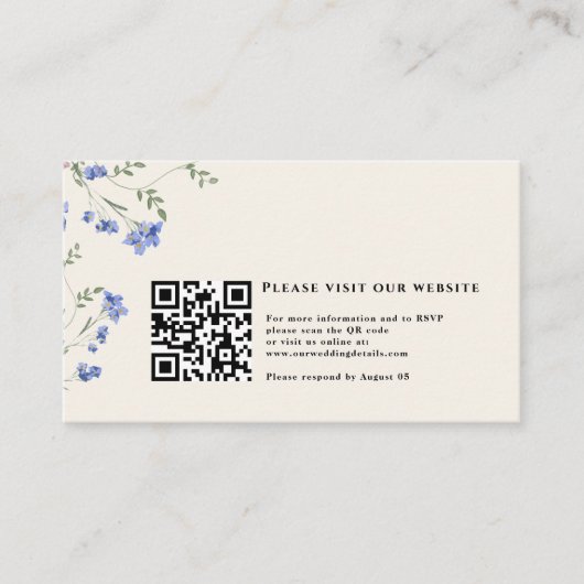 Wildblume und QR-Code für Hochzeiten Begleitkarte (Vorderseite)