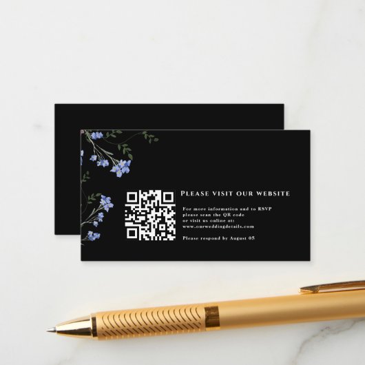 Wildblume und QR-Code für Hochzeiten Begleitkarte (Vorderseite/Rückseite Beispiel)