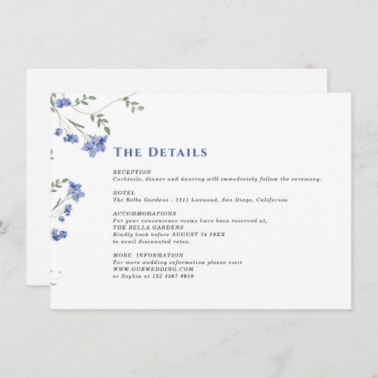 Wildblume und QR-Code für Hochzeiten Begleitkarte (Vorne/Hinten)