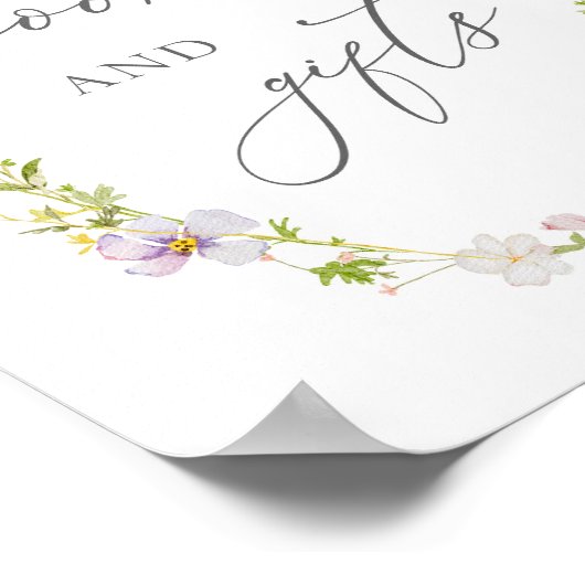 Wildblume und rosa Bücher und Geschenke Unterschri Poster (Ecke)