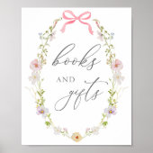 Wildblume und rosa Bücher und Geschenke Unterschri Poster (Vorne)