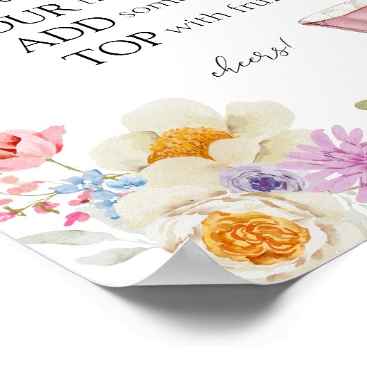 Wildblume und Rosa Teacups Mimosa Unterschreiben Poster (Ecke)