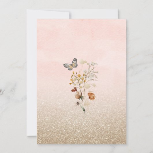 Wildblume und Schmetterling im Wasser Einladung (Rückseite)