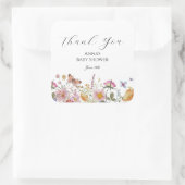 Wildblume und Schmetterlinge Baby Dusche Gefallen Quadratischer Aufkleber (Tasche)