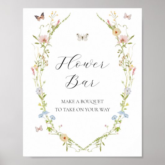 Wildblume und Schmetterlinge Blume Bouquet Bar Sig Poster (Vorne)