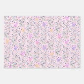 Wildblume und Schmetterlinge Blumengarten rosa Geschenkpapier Set (Vorderseite)