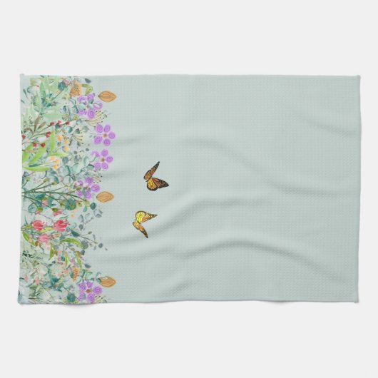 Wildblume und Schmetterlinge Geschirrtuch (Horizontal)