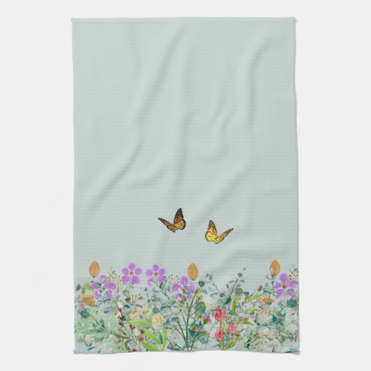 Wildblume und Schmetterlinge Geschirrtuch (Vertikal)