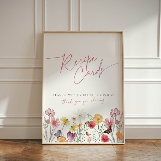 Wildblume- und Schmetterlingskarte Sockelschild