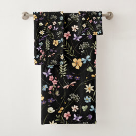 Wildblume und Schmetterlingsmuster Badhandtuch Set