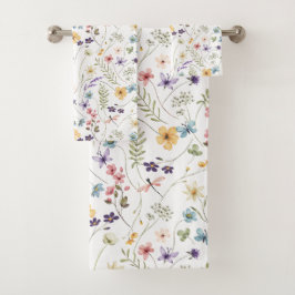 Wildblume und Schmetterlingsmuster Badhandtuch Set