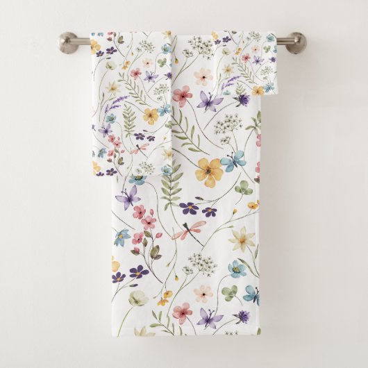 Wildblume und Schmetterlingsmuster Badhandtuch Set (Insitu)