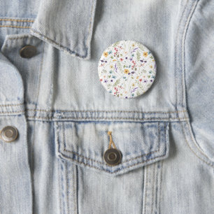 Wildblume und Schmetterlingsmuster Button
