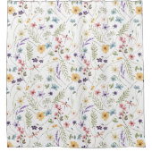 Wildblume und Schmetterlingsmuster Duschvorhang (Vorderseite)