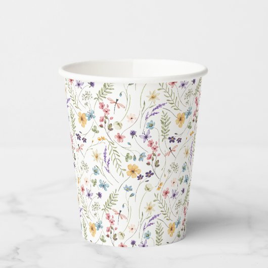 Wildblume und Schmetterlingsmuster Pappbecher (Links)